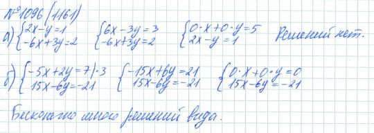 Ответ к задаче № 1096 (1161) - Рабочая тетрадь Макарычев Ю.Н., Миндюк Н.Г., Нешков К.И., гдз по алгебре 7 класс